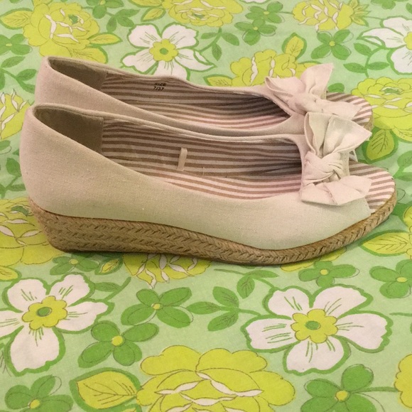 Summer Linen Wedges with a bow - Picture 6 of 9